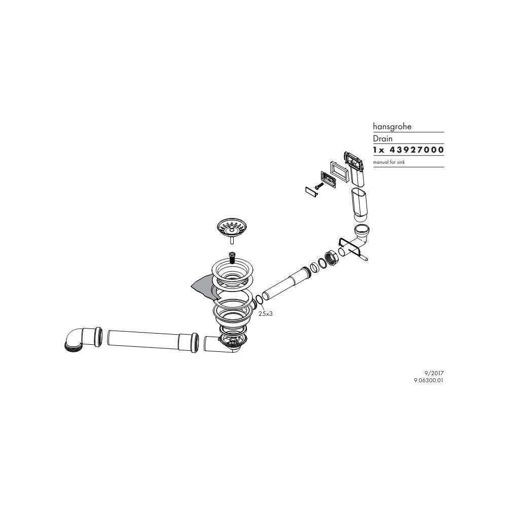Сифон Hansgrohe D16 10 за мивка от гранит с една чаша