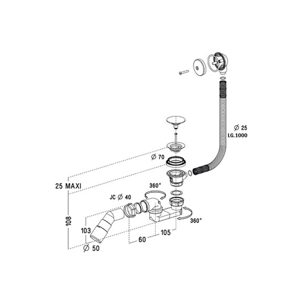 Сифон за вана Radaway Easy Clic EB652 с хромирана капачка