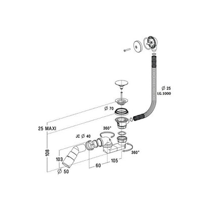 Сифон за вана Radaway Easy Clic EB652 с хромирана капачка
