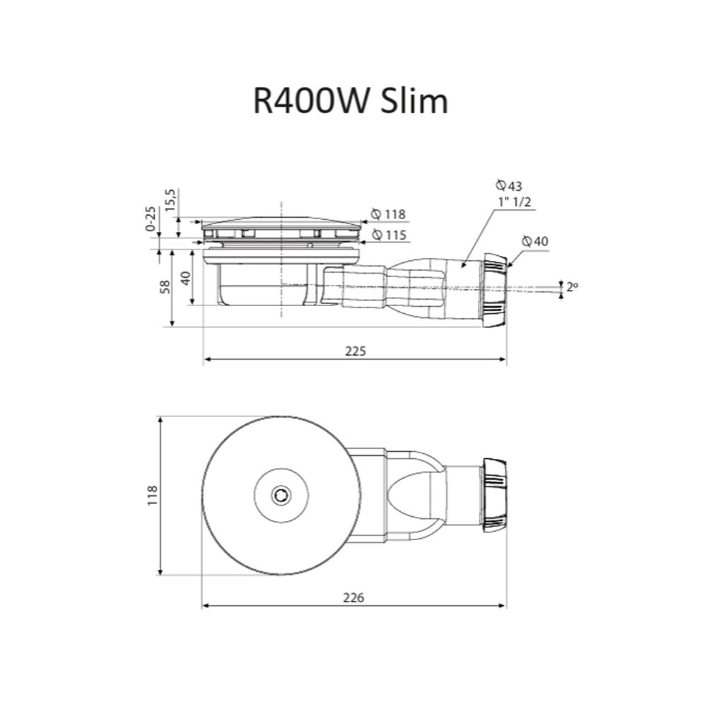 Сифон за душ кабина Radaway R400W slim хром гланц