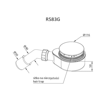Сифон за душ кабина Radaway R583G в лъскаво злато