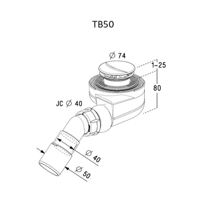Сифон за душ кабина Radaway Turboflow TB50P хром гланц 50 mm