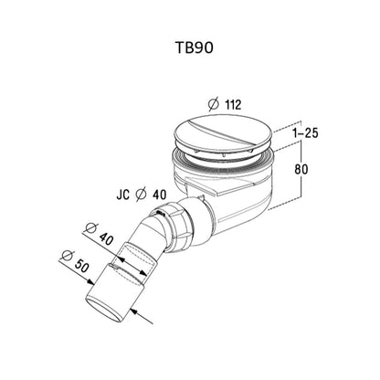 Сифон за душ кабина Radaway Turboflow TB90P WHITE матово бяло 90 мм
