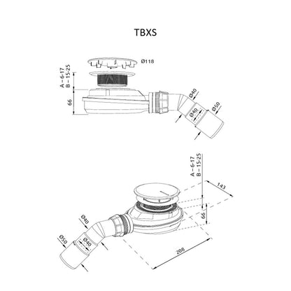 Сифон за душ кабина Radaway Turboflow TBXS хром гланц 90 mm