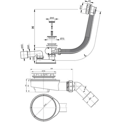 Universal Automatic Siphon for Bathtub with Overflow Besco