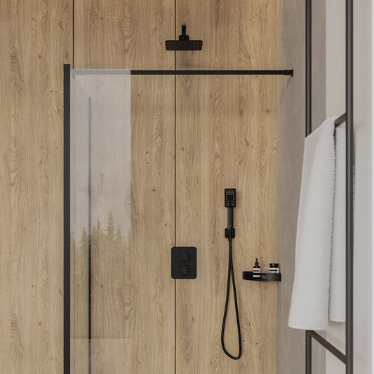 Built-in shower system Omnires Parma matte black and shower head with 3 functions