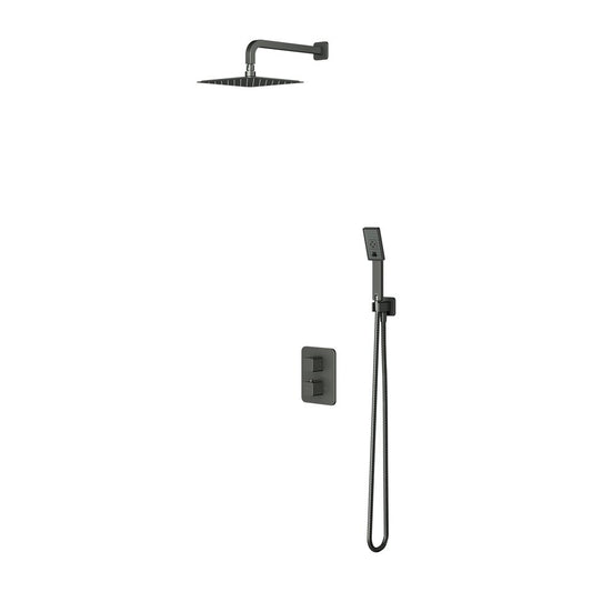 Built-in shower system Omnires Slide brushed graphite and shower head with 3 functions