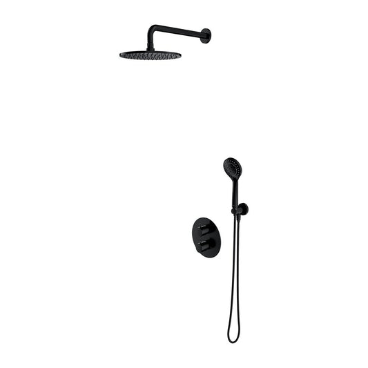 Omnires Y Concealed Shower System with 5 Function Showerhead in Matte Black Finish