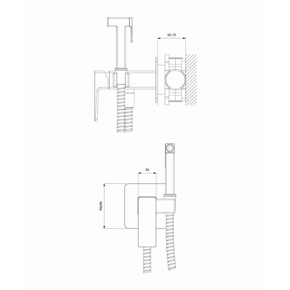 Bidet System for Concealed Installation Omnires Parma Graphite