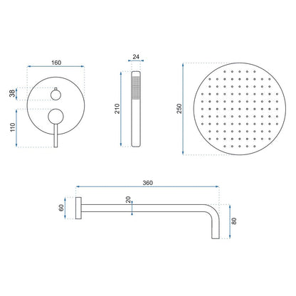 Rea Lungo Gold Gloss Single-Lever Shower System