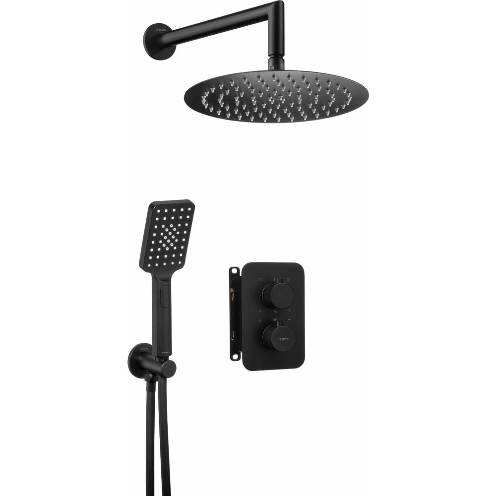 Deante Box Matte Black Concealed Shower System with Thermostat