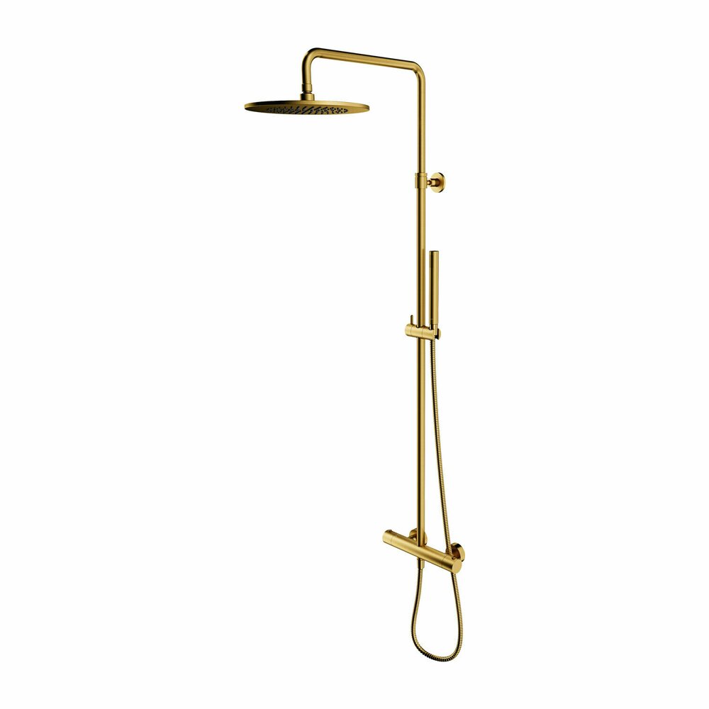Shower column with thermostatic valve brushed gold Omnires Y