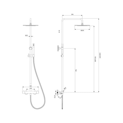 Shower column with thermostatic valve brushed gold Omnires Y
