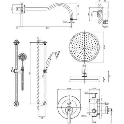 Built-In Shower System with Shower Bar Omnires Armance and Shower Head with 1 Function