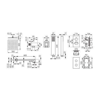 Built-In Shower System FDesign Stabilla Glossy Chrome Thermostatic