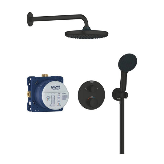 Grohe Precision Built-In Shower System with Round Vitalio Start 250 Head Black Matt