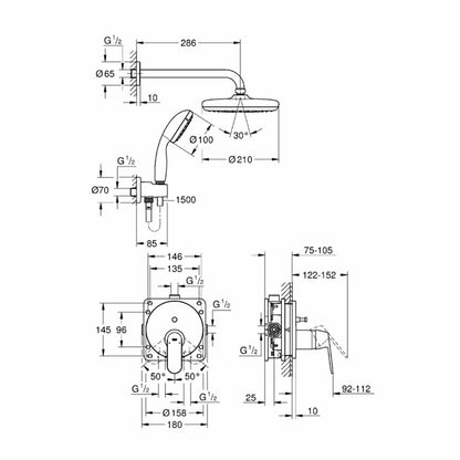 Grohe Tempesta Eurosmart Cosmopolitan 210 Concealed Shower System
