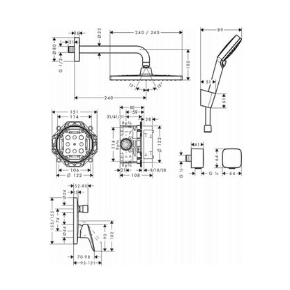 Built-in Shower System Hansgrohe Crometta E 240 Glossy Chrome