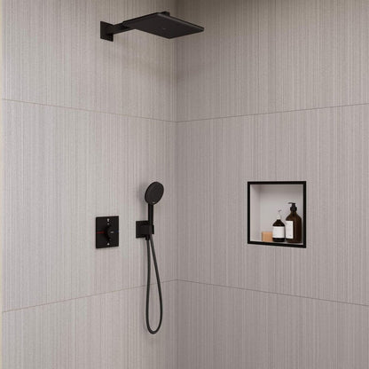 Вградена душ система Hansgrohe Raindance Alive Q с термостат и вградена част, матово черно покритие