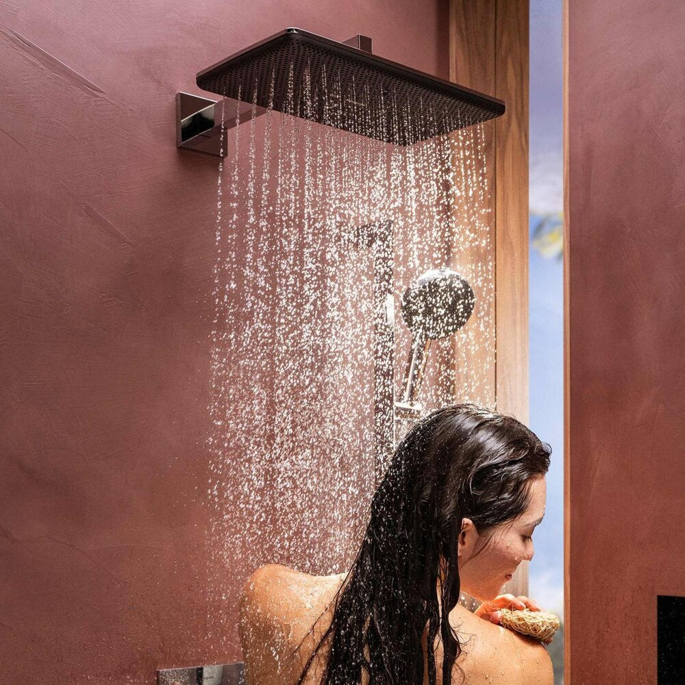 Вградена душ система Hansgrohe Raindance Alive Q с термостат и вградена част, матово черно покритие