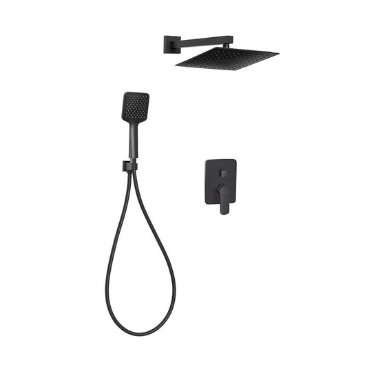 Invena Siros Matte Black Concealed Shower System Square Head