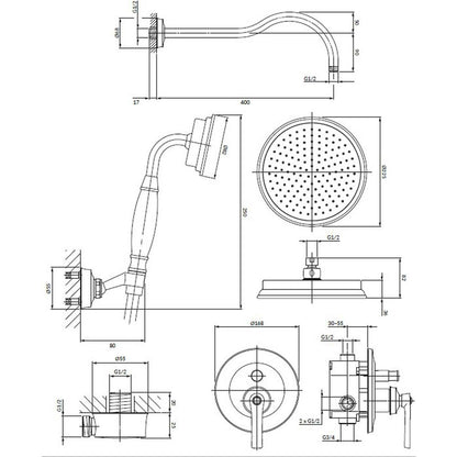Built-In Shower System Omnires Armance and Shower Head with 1 Function