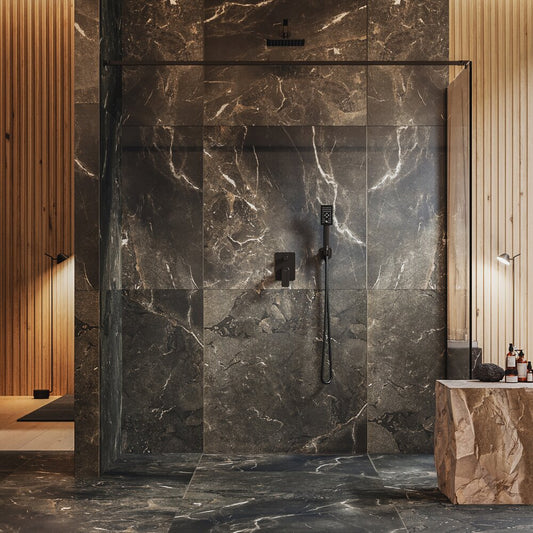 Omnires Baretti Matte Black Concealed Shower System with 3 Function Showerhead
