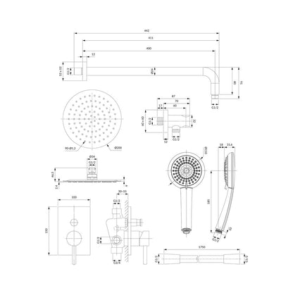 Omnires Y Built-in Shower System with 5 Functions