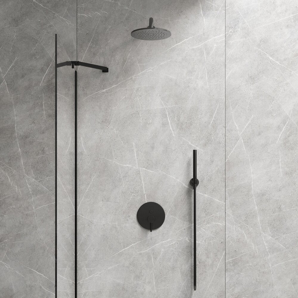 Omnires Y Built-in Shower System Matte Black Finish with 1 Function