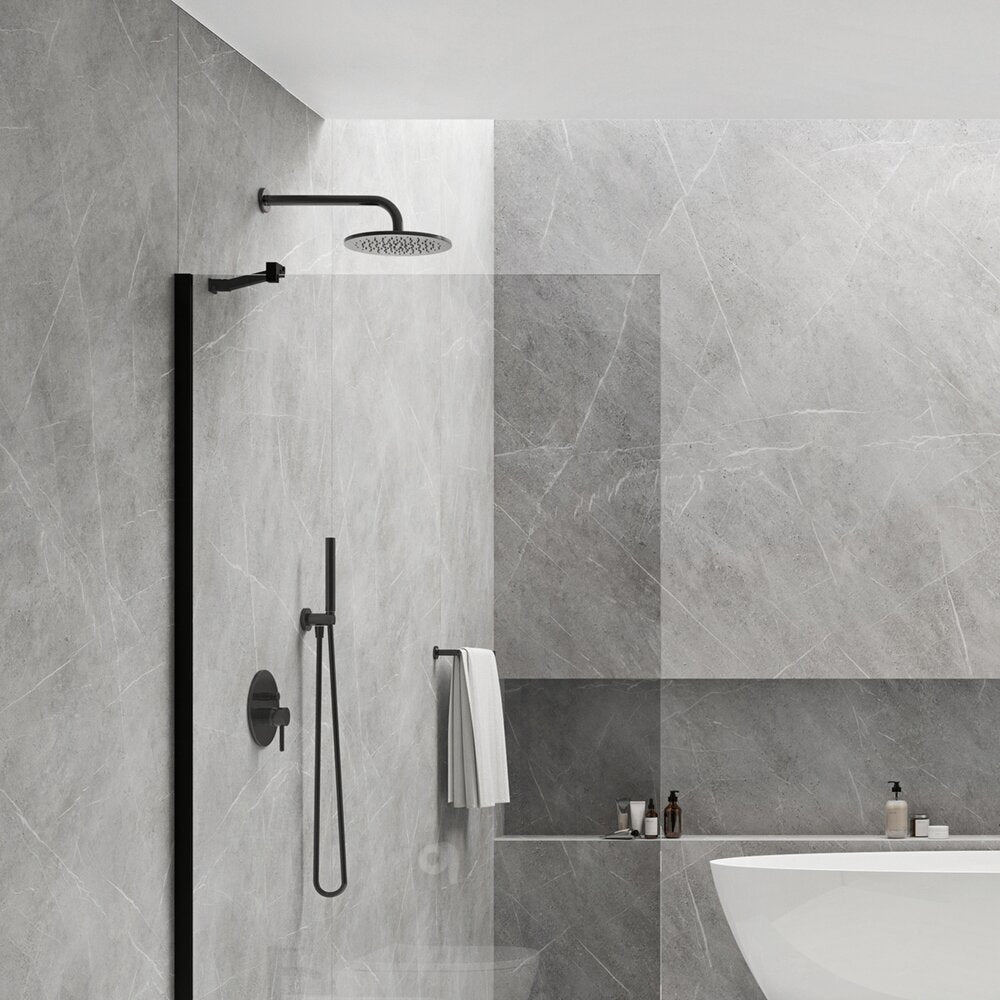 Omnires Y Built-in Shower System Matte Black Finish with 1 Function