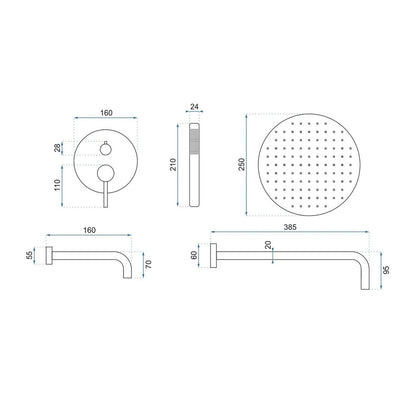 Rea Lungo Built-in Shower System Matte White Finish