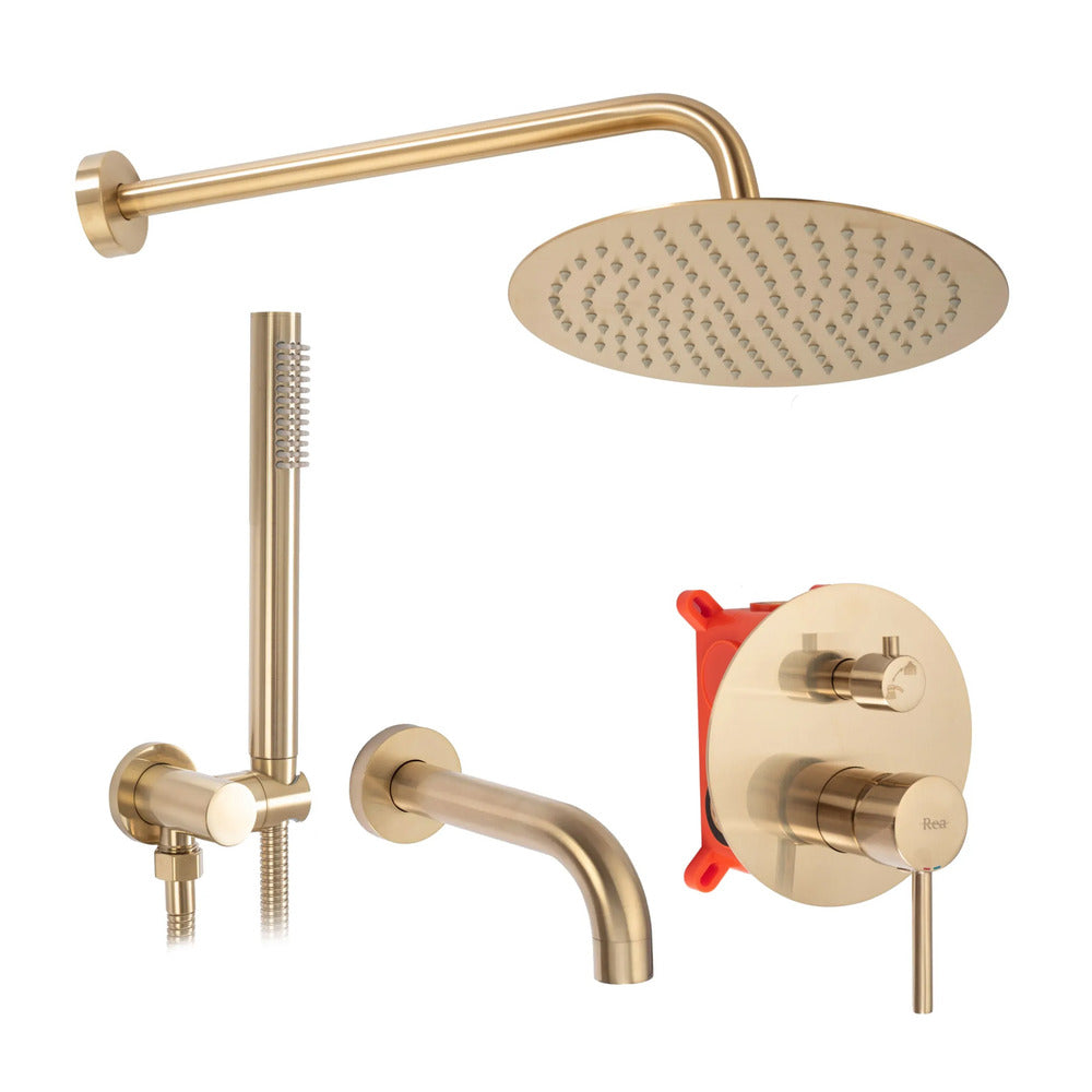 Rea Lungo Built-in Shower System Gold Brushed Finish