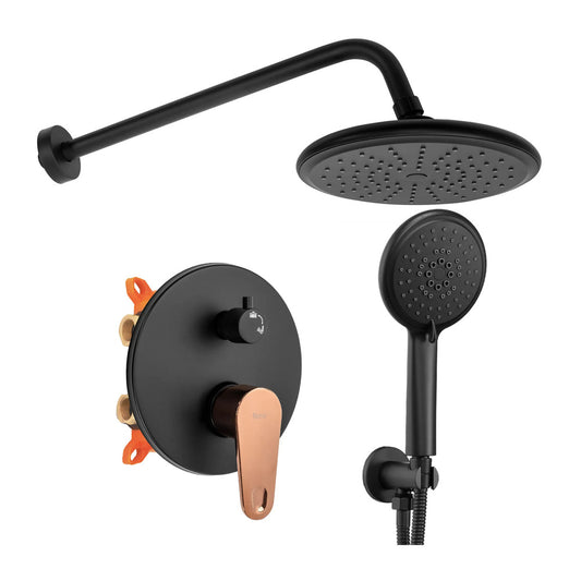 Rea Mild Built-in Shower System Black - Rose Gold Finish