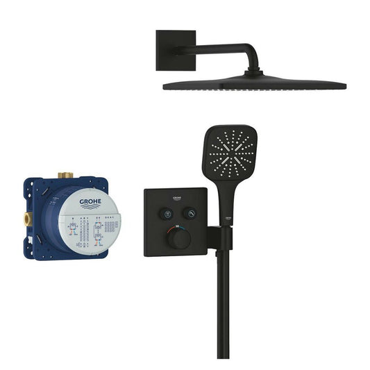 Shower system in matte black Grohe SmartControl SmartActive 310 Cube