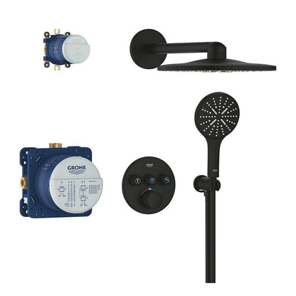 Shower system in matte black Grohe SmartControl SmartActive 310 Round
