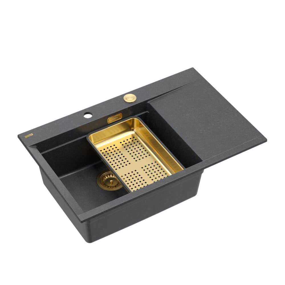Вградена работна станция Quadron Josh 111 с черно диамантено покритие - злато 78x50 cm