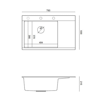 Вградена работна станция Quadron Josh 111 с черно диамантено покритие - злато 78x50 cm