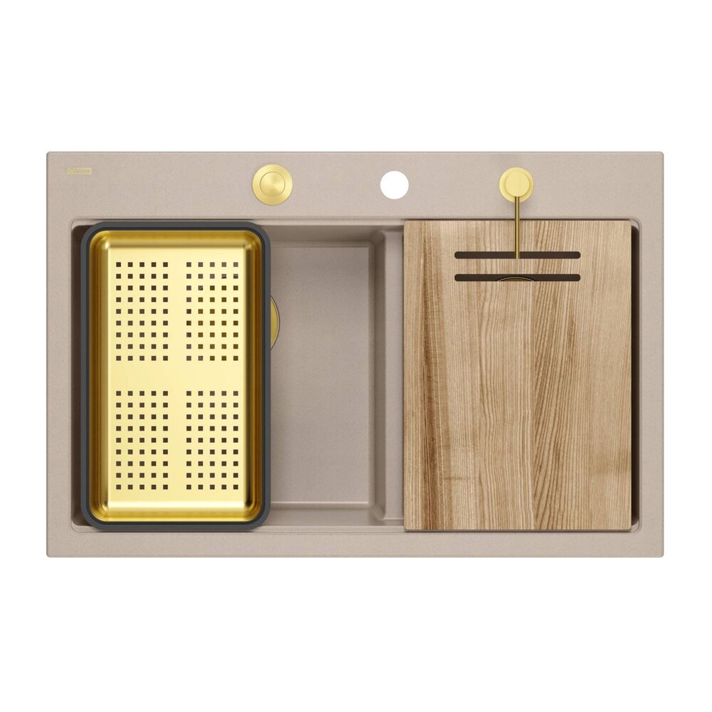 Вградена работна станция Quadron Unique Marc 120 бежово - златно 76x50 cm