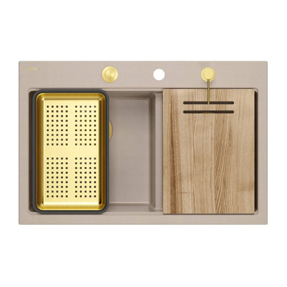 Вградена работна станция Quadron Unique Marc 120 бежово - златно 76x50 cm