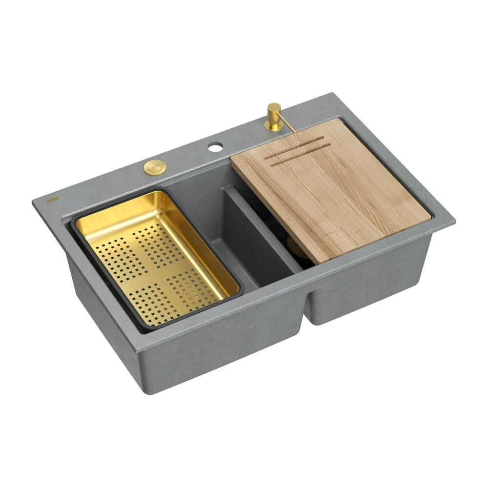 Вградена работна станция Quadron Unique Marc 120 сиво - златно 76x50 cm