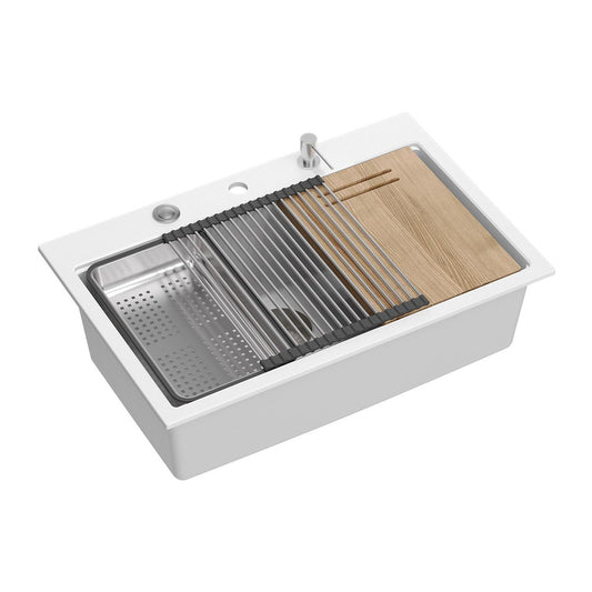 Quadron Unique Marc Built-in Workstation with Soap Dispenser White - Stainless Steel 76x50 cm