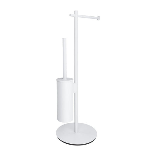 Стойка за тоалетна хартия freestanding Omnires Modern Project с място за четка бяло мат