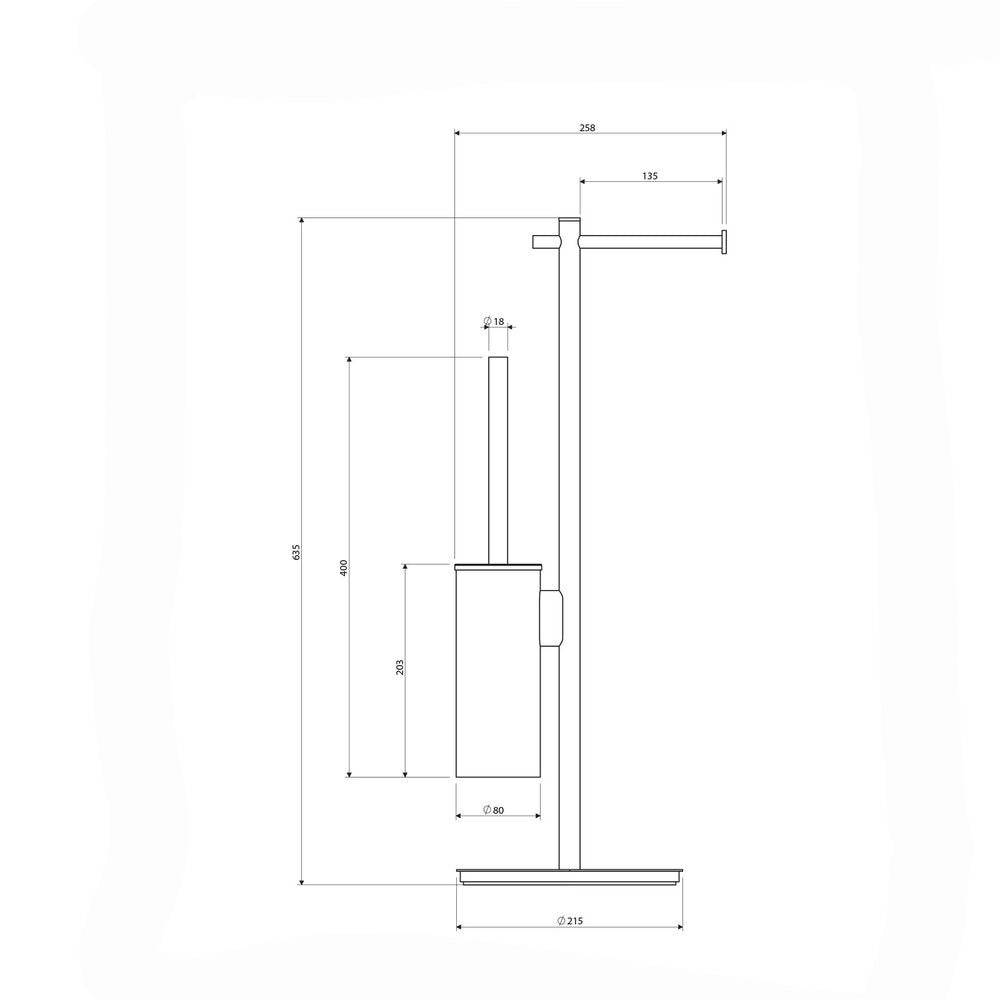 Стойка за тоалетна хартия freestanding Omnires Modern Project с място за четка бяло мат