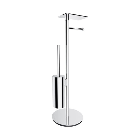 Стойка за тоалетна хартия freestanding Omnires Modern Project с място за четка и рафт хромирано покритие