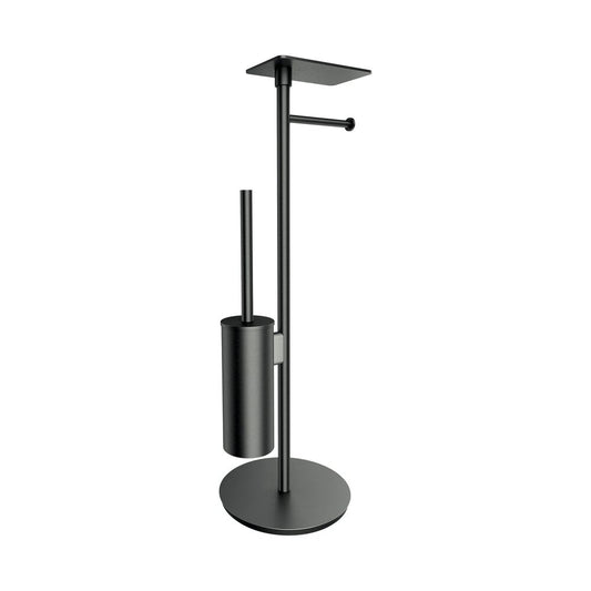 Стойка за тоалетна хартия freestanding Omnires Modern Project с място за четка и рафт графит перлен
