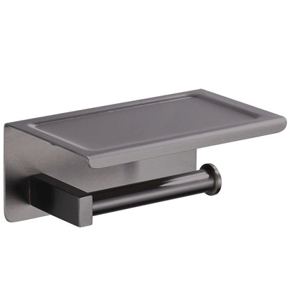 Държач за тоалетна хартия Balneo Qube с рафт Gun Metal мат