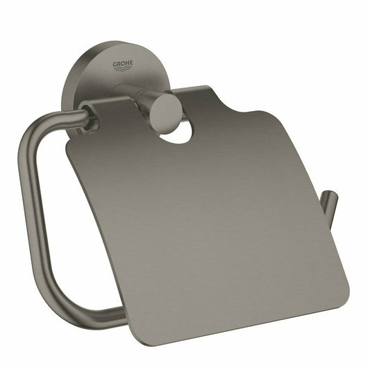 Grohe Essentials Graphite Toilet Paper Holder with Cover