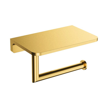 Държач за тоалетна хартия с рафт Omnires Modern Project завършване Brushed Gold