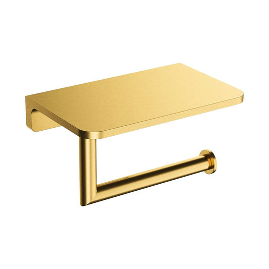 Държач за тоалетна хартия с рафт Omnires Modern Project завършване Brushed Gold
