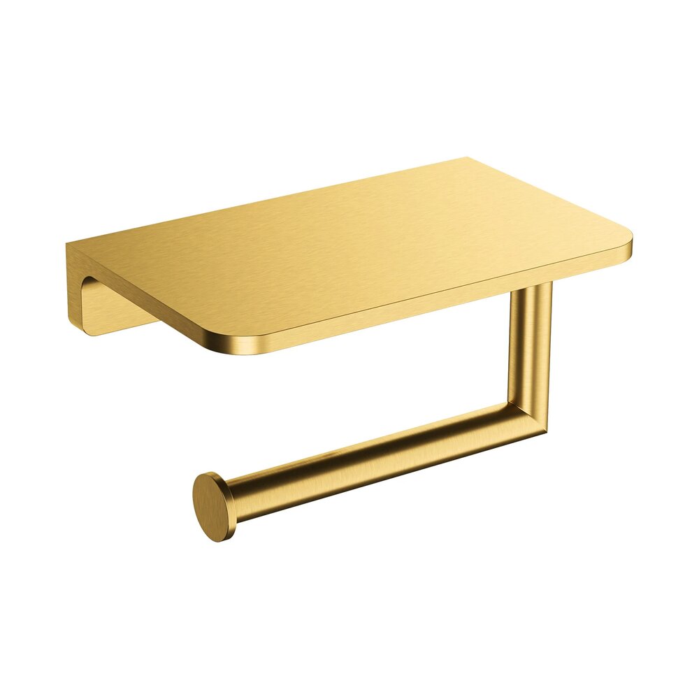 Държач за тоалетна хартия с рафт Omnires Modern Project завършване Brushed Gold